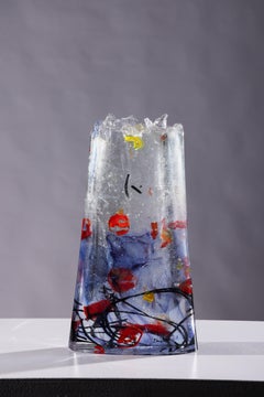 Sculpture abstraite en verre coulé Kotu, par David Ruth, 2023