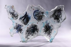 Vintage Abstract Cast Glass Sculpture, 'Lekhoo Beshalom', 1991 by David Ruth