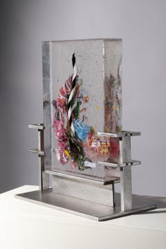 Abstrakte Skulptur aus Gussglas, „Maina“, 2013 von David Ruth