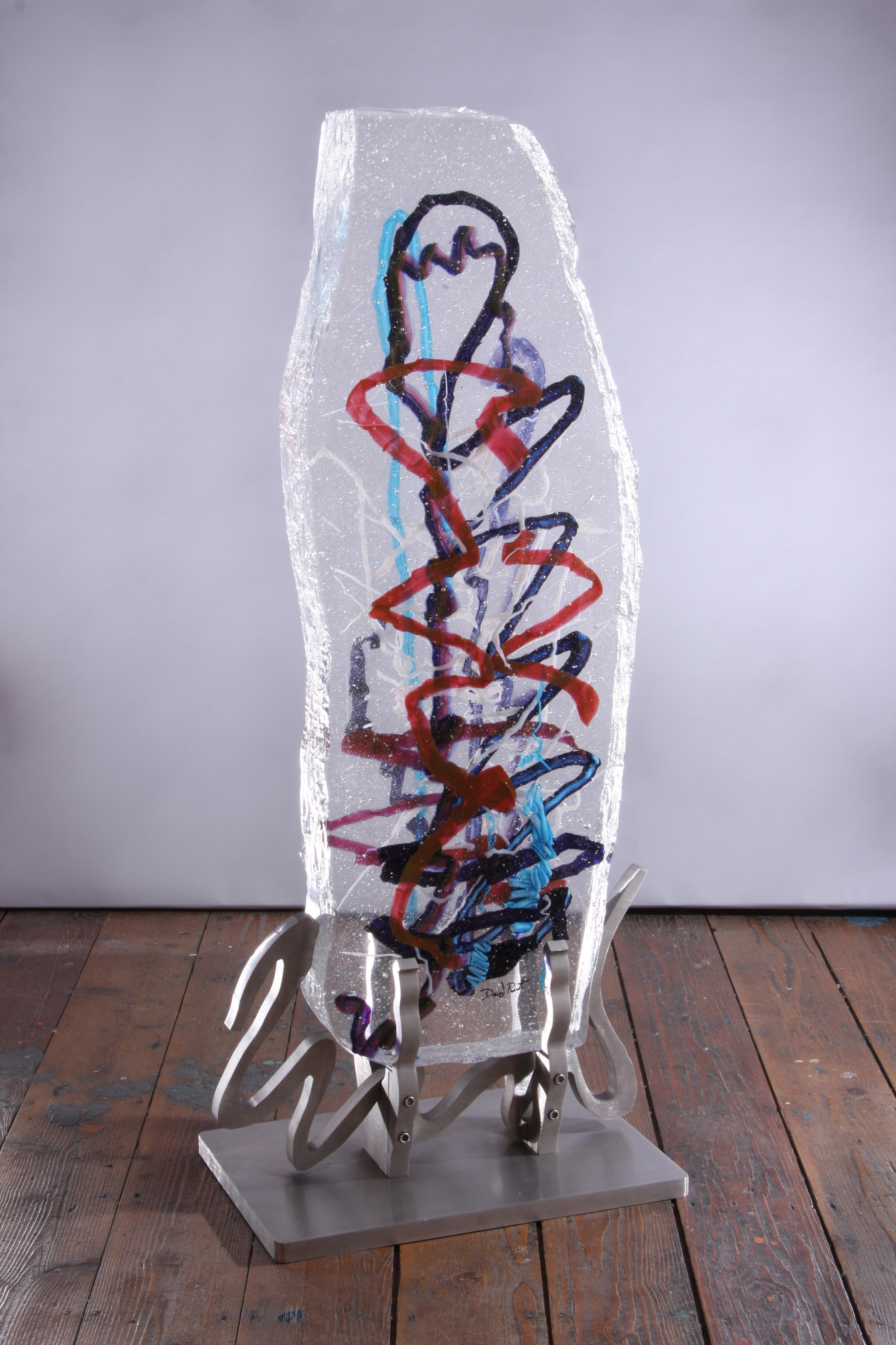 Abstract Cast Glass Sculpture, 'Mandul', 2008 by David Ruth