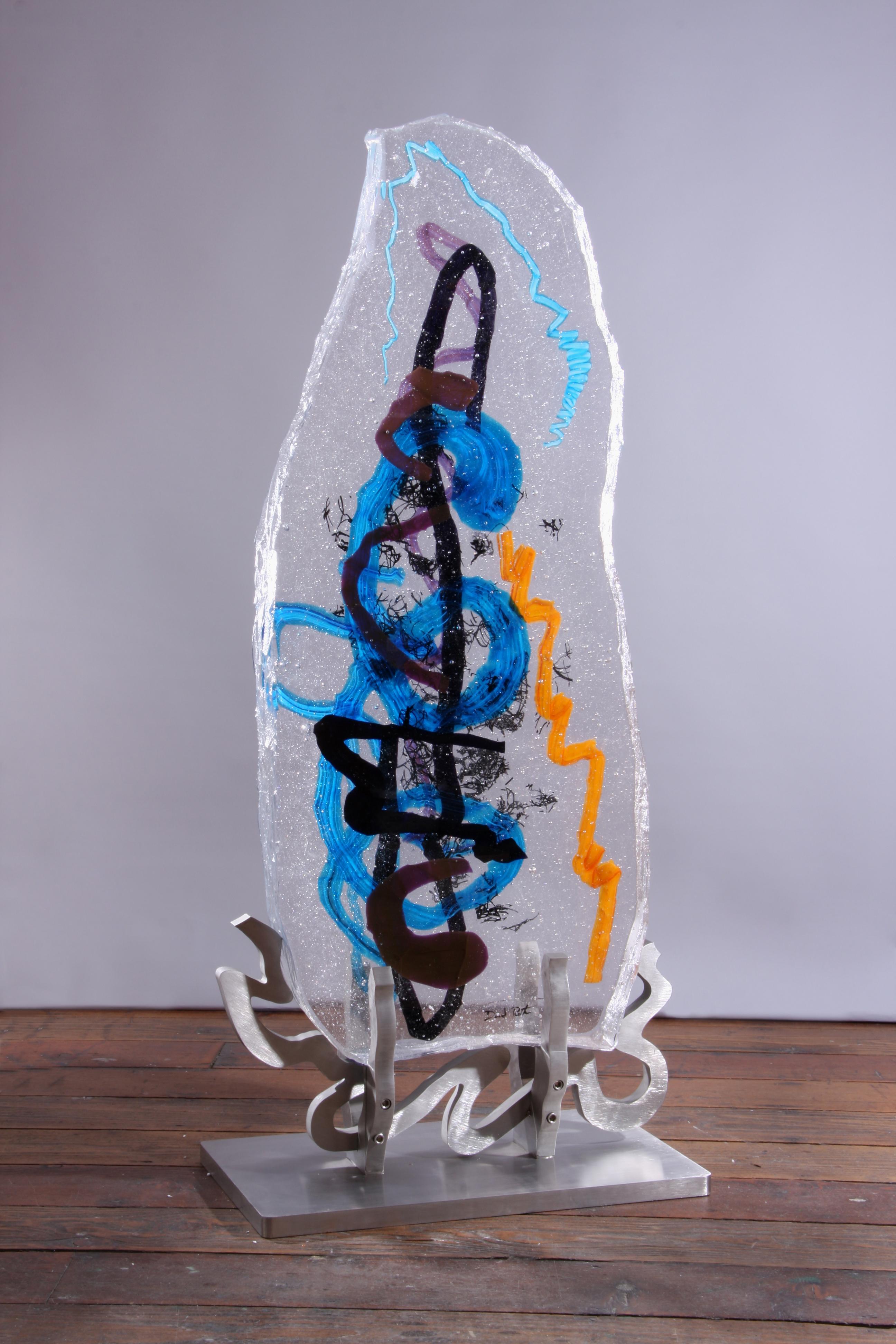 Sculpture abstraite en verre coulé,ura Gede, 2008 par David Ruth