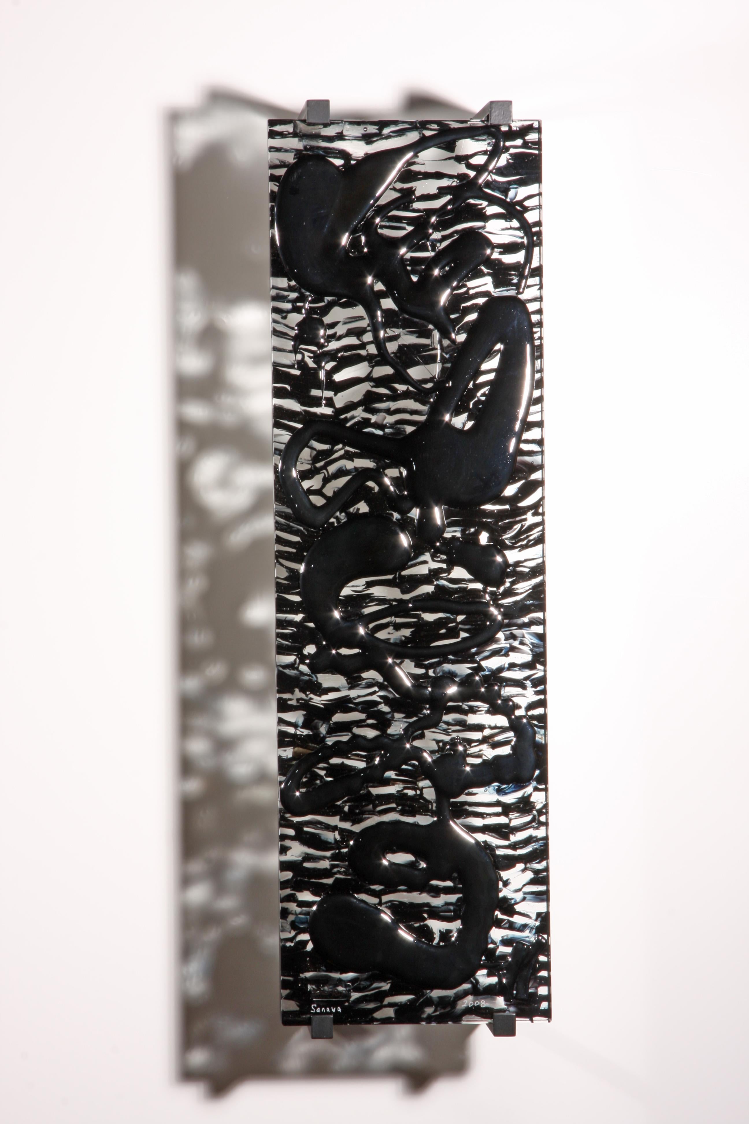 Escultura abstracta de vidrio colado, "Sanawa", 2008 de David Ruth
