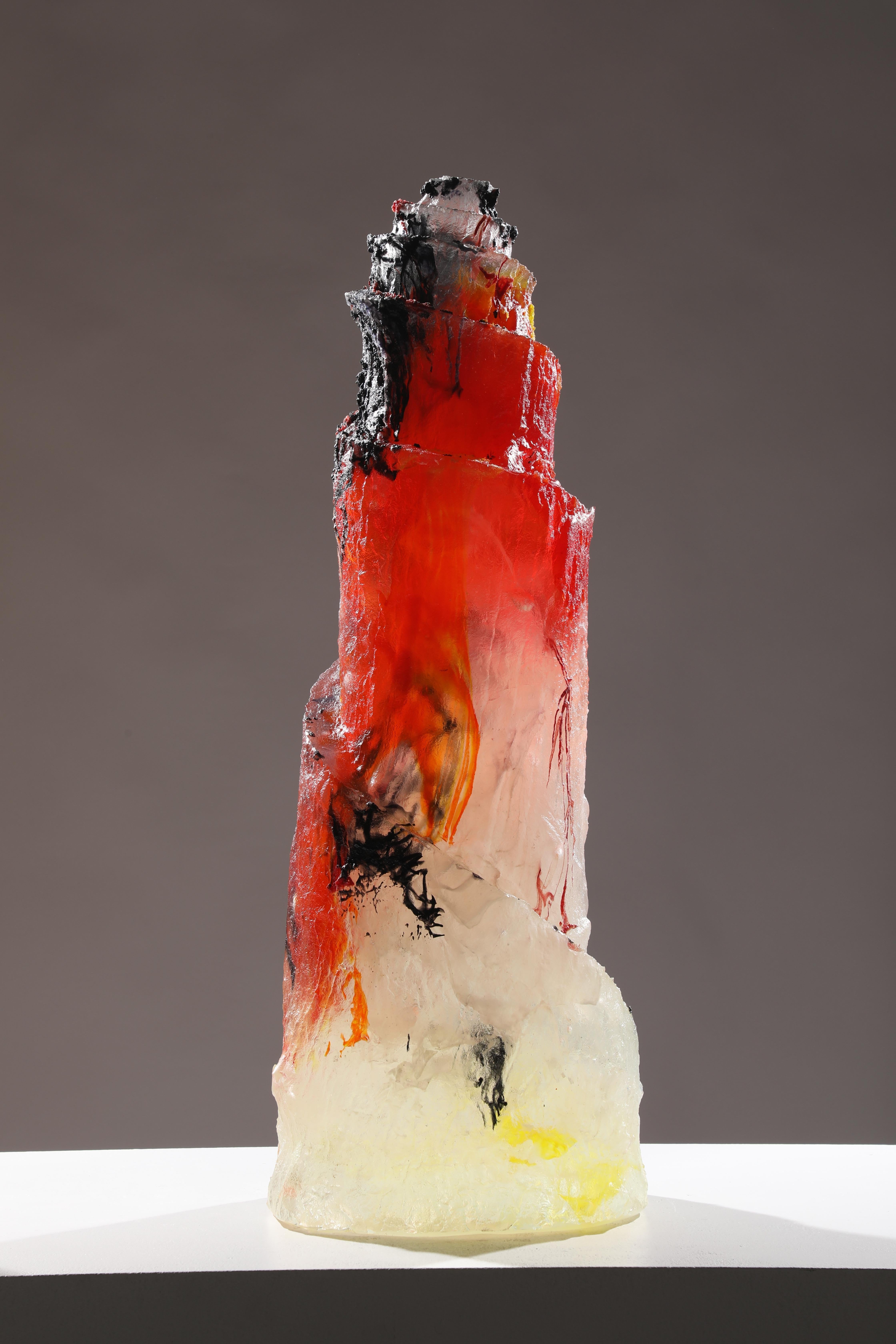 Abstract Cast Glass Sculpture, 'Vela', 1995 by David Ruth