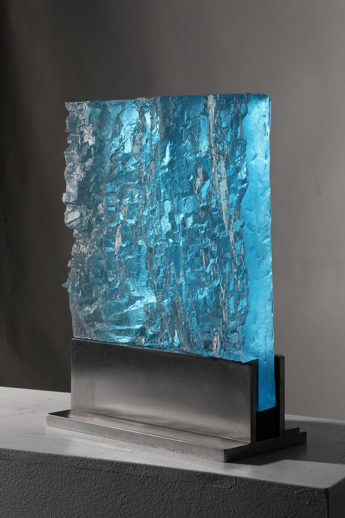 Sculpture contemporaine en verre coulé, « Éditions géologiques n° 5 », 2018 de David Ruth