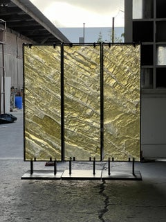 Escultura contemporánea de vidrio colado, "Serie de pantallas geológicas" , 2024