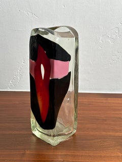 Red and Black Vase, Contemporary Blown Glass Sculpture by David Ruth