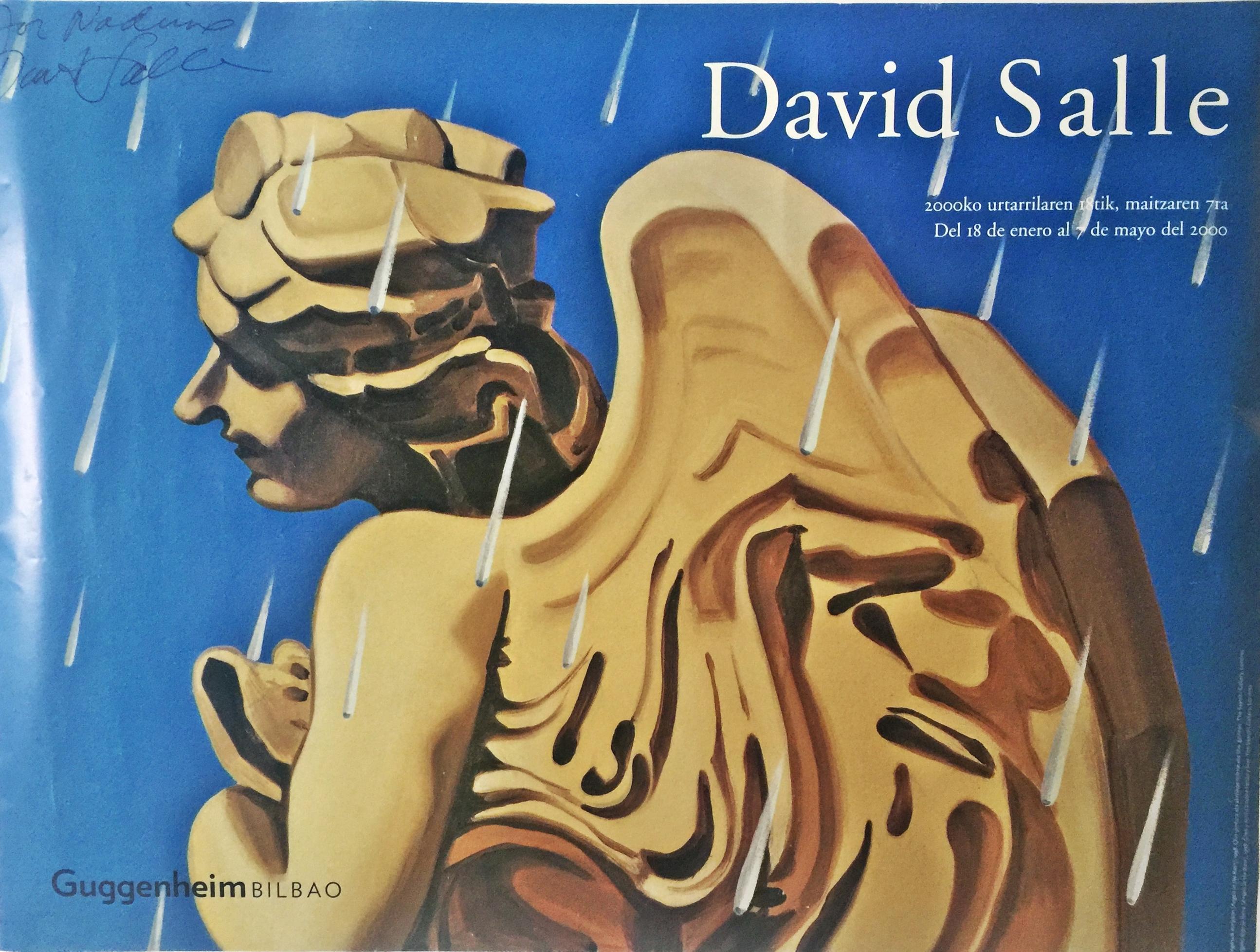 David Salle
Hand Signed Poster by David Salle upper left, 2000
Offset Lithograph
Signed by the artist and dedicated to Nadine 
25 × 30 inches
Unframed
This is a uniquely signed David Salle offset lithograph poster from his 2000 exhibition at the