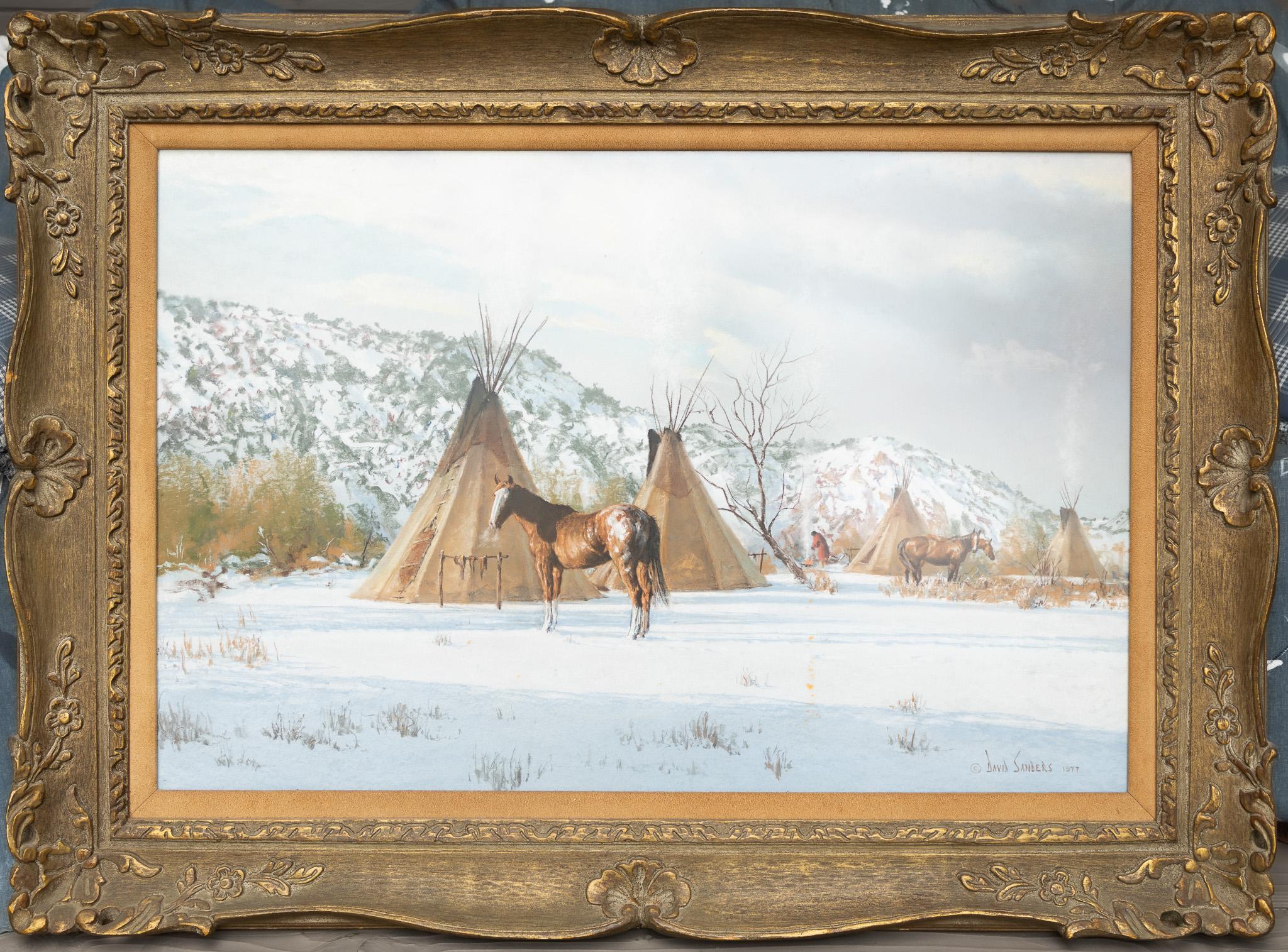 Scena di neve occidentale - Painting di David Sanders