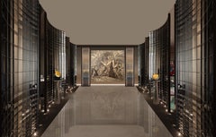 Pannello da parete contemporaneo con intarsio in legno pregiato David e Saul, in stock