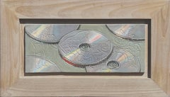 “Louis Armstrong CD’s” post-modern oil painting, still life, jazz band vignette