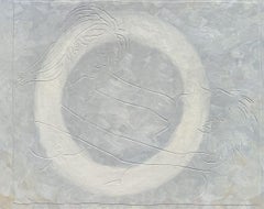 "O" Oil Painting on Incised Canvas, Signed, Figurative, 20th Century