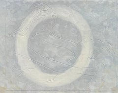 "O" Oil Painting on Incised Canvas, Signed, Figurative, 20th Century