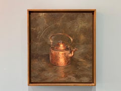 "Bollitore da tè" Pittura a olio su tela incisa, Toni caldi