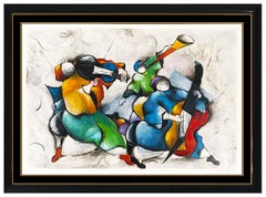 David Schluss Large Color Serigraph Symphony Hand Signed Music Cubism Framed Art