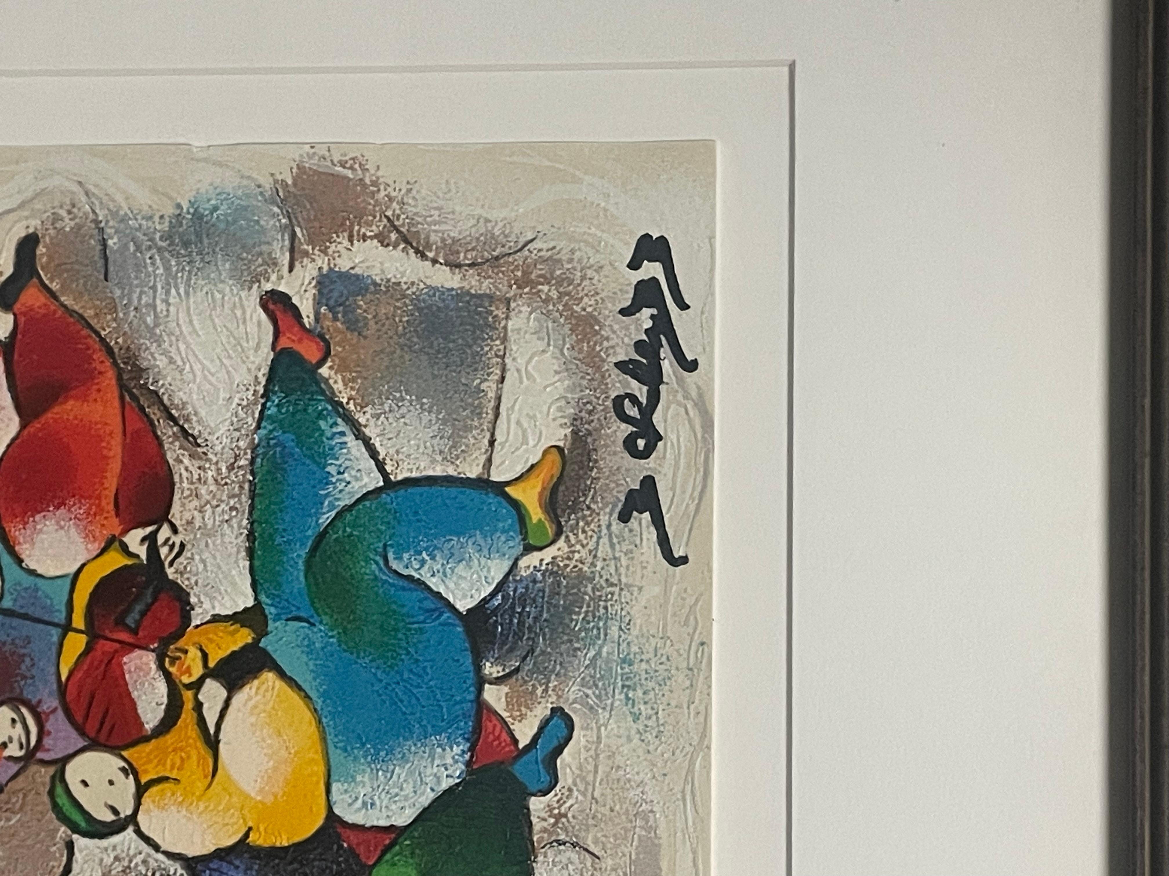 This is a serigraph on woven paper signed and numbered. In good condition measures 24x22