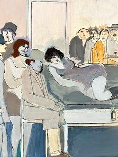 David Schneuer Original Mixed Media Malerei einer Party-Szene