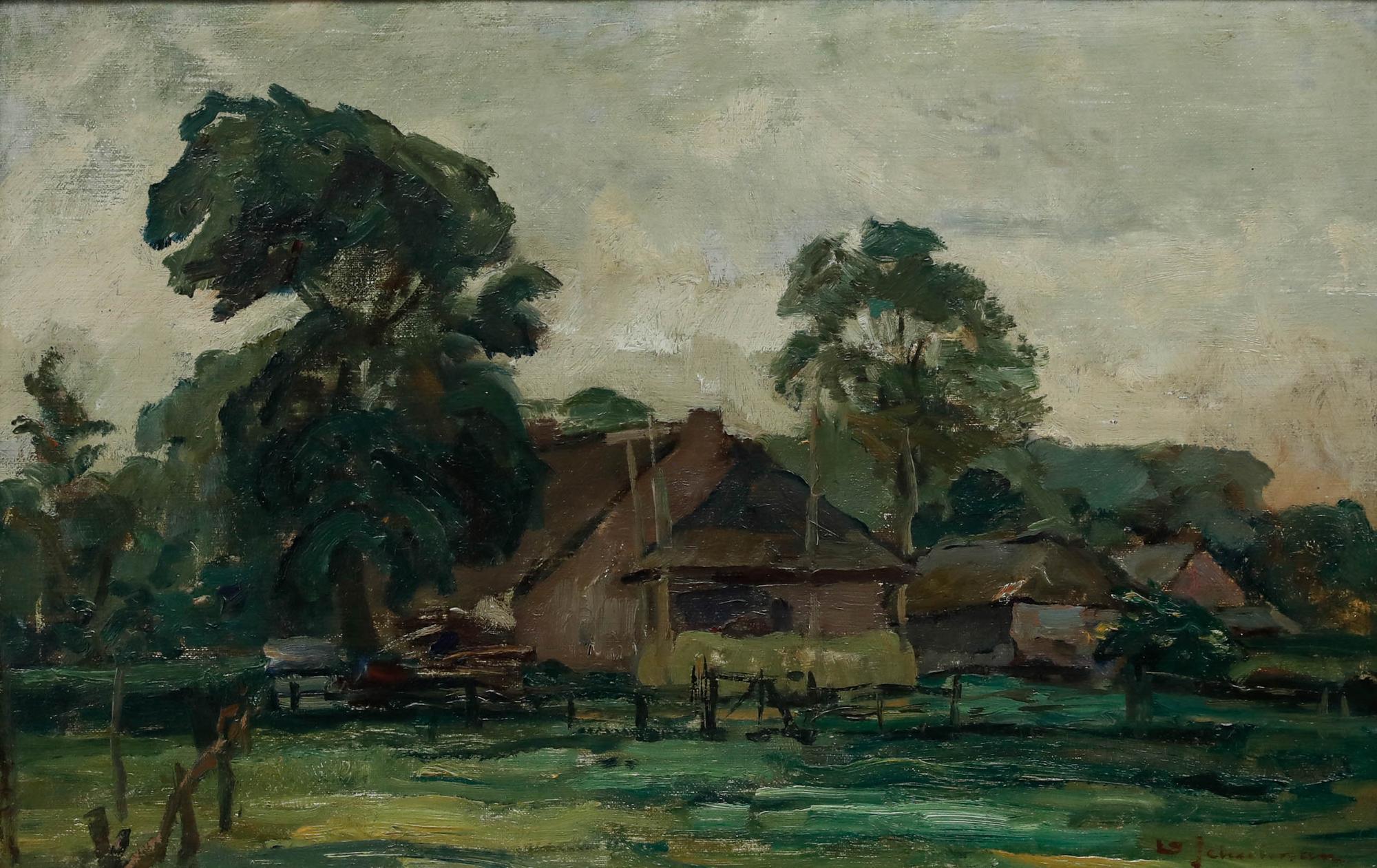 David Schulman (1881-1966)  - Early 20th Century Oil, Farm Near Blaricum For Sale 1