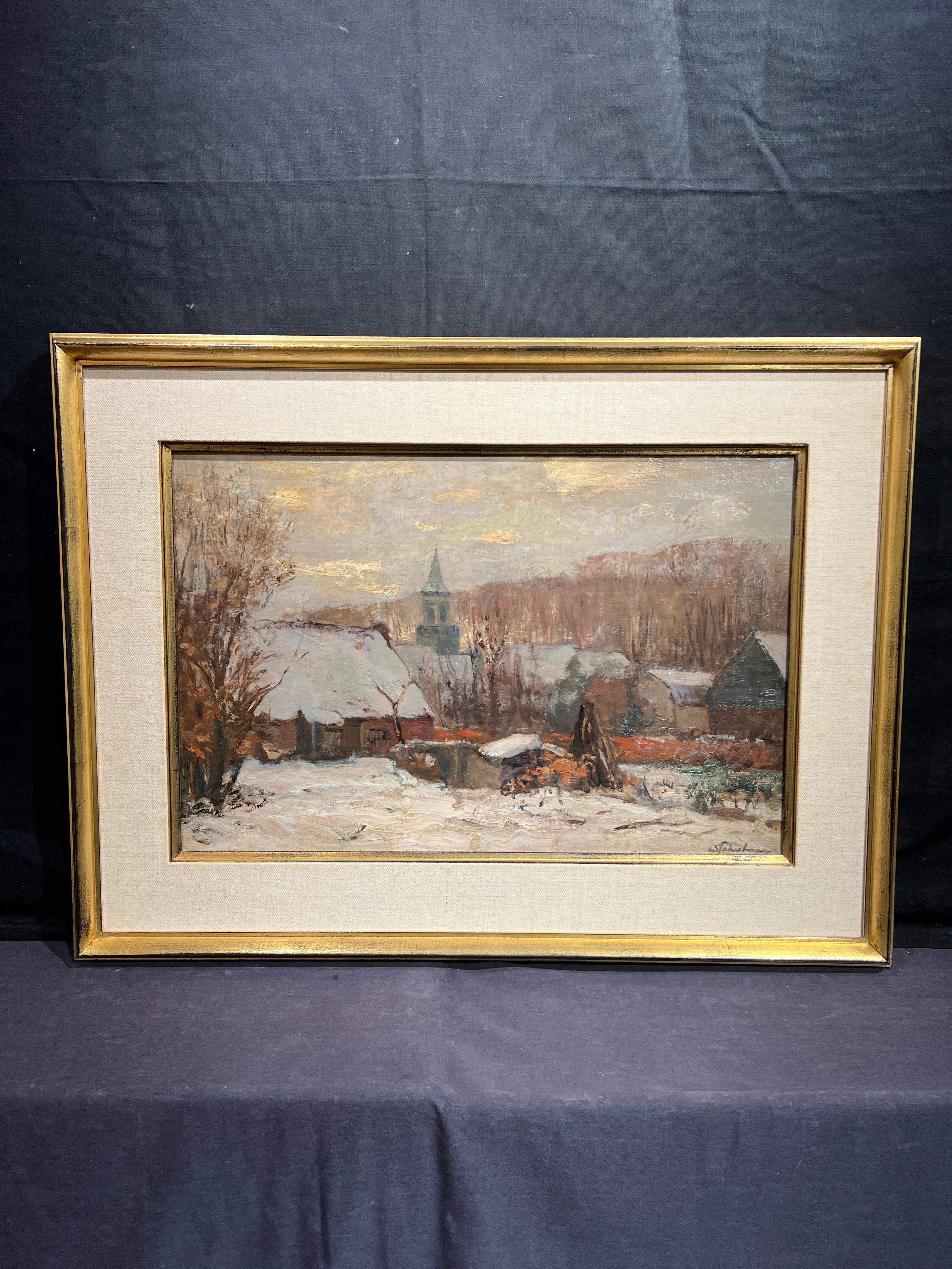 Village Under the Snow
By. David Schulman (Dutch, 1881-1966)
Signed Lower Right
Unframed: 15.5