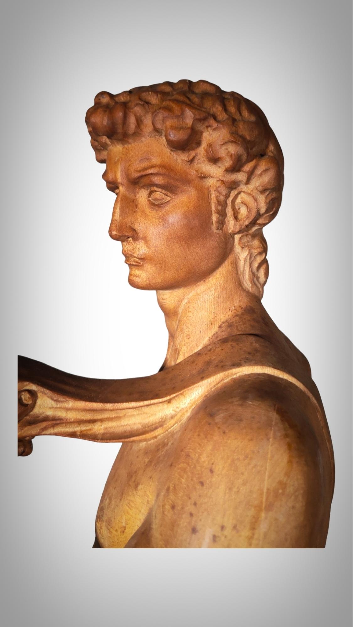 DAVID SCULPTURE IN WOOd For Sale 6