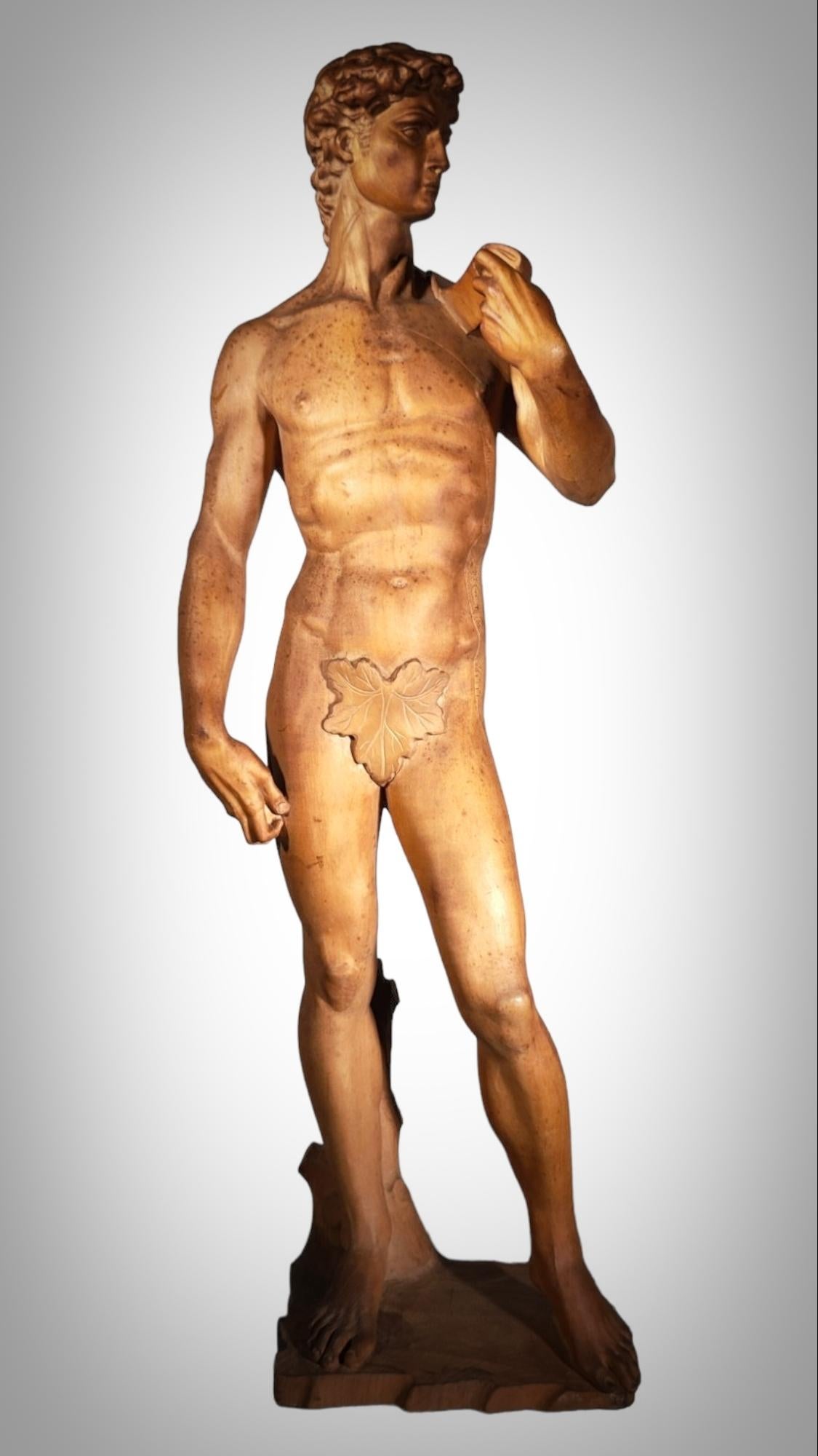 DAVID SCULPTURE IN WOOd In Good Condition For Sale In Madrid, ES