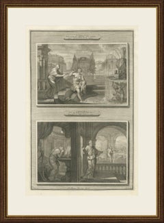 David Sees Bathsheba and Nathan Rebukes David, Pieter Mortier, circa 1700