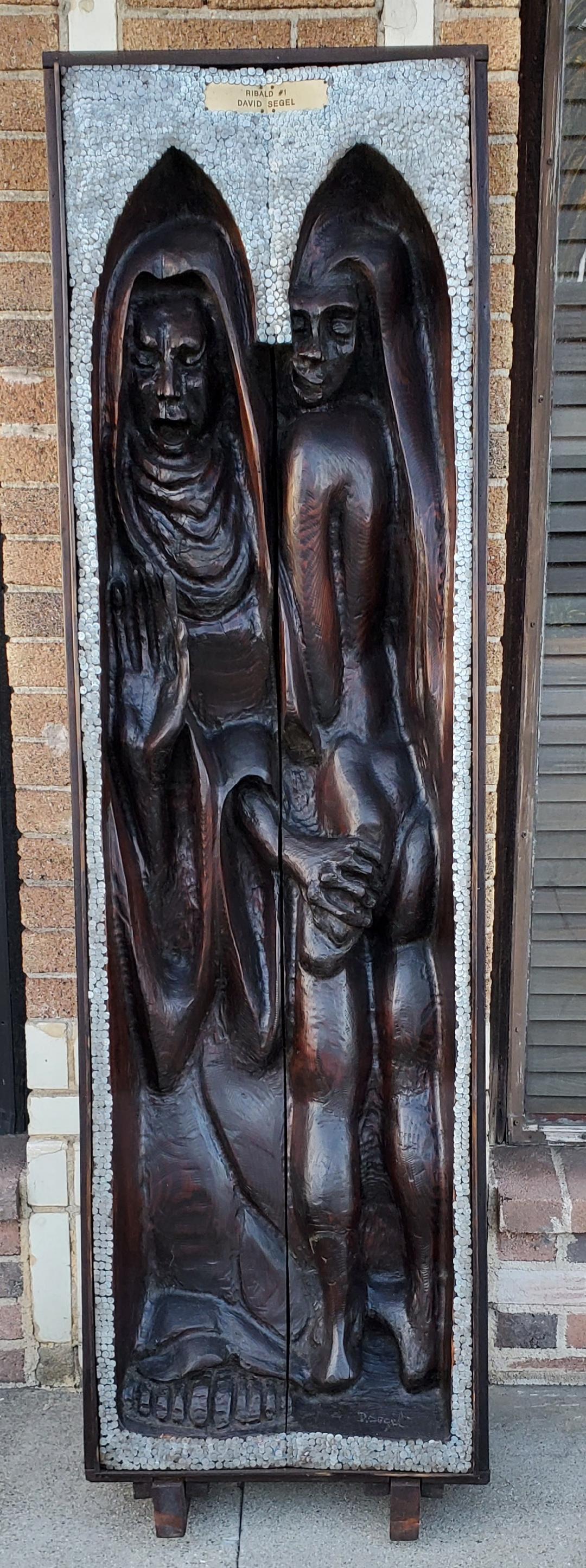 David Segel Sculpture gothique en bois en 3D, signée, titrée et numérotée 