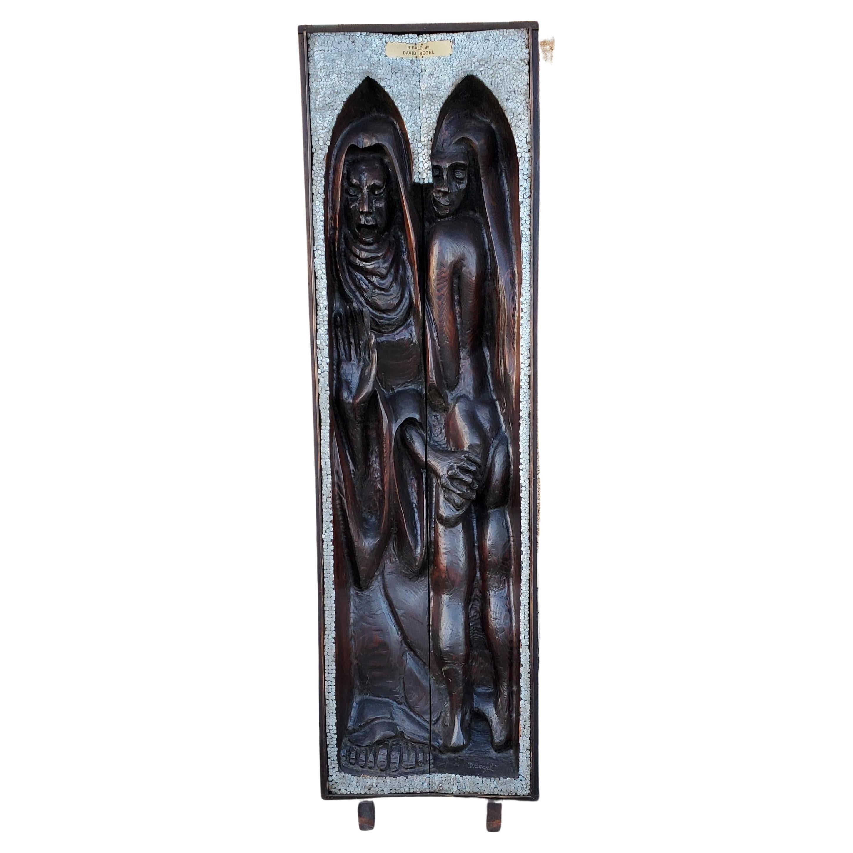 David Segel 1970s 3-D Wooden Double Kiot Folk Art Sculpture For Sale
