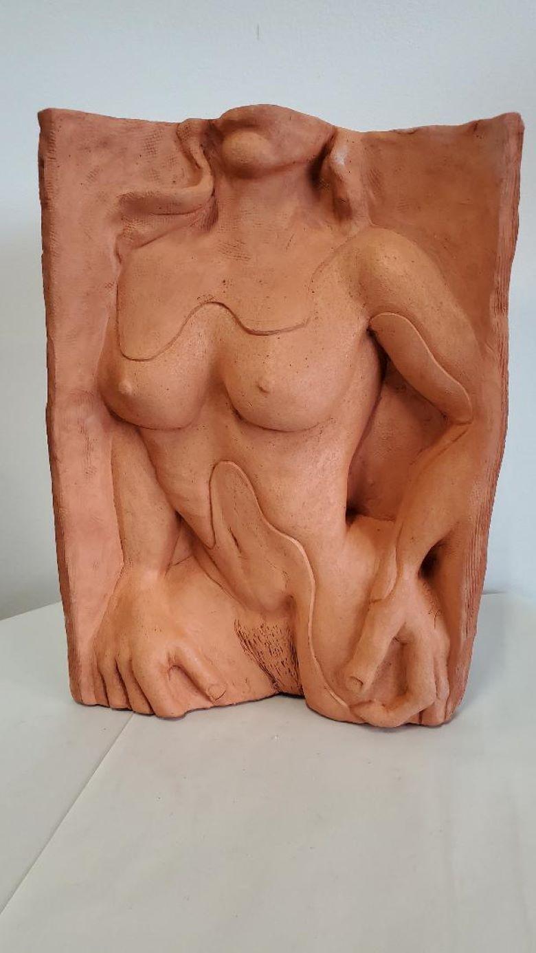 David Segel Sculpture Large Terracotta Double Sided Curved In Good Condition For Sale In Monrovia, CA