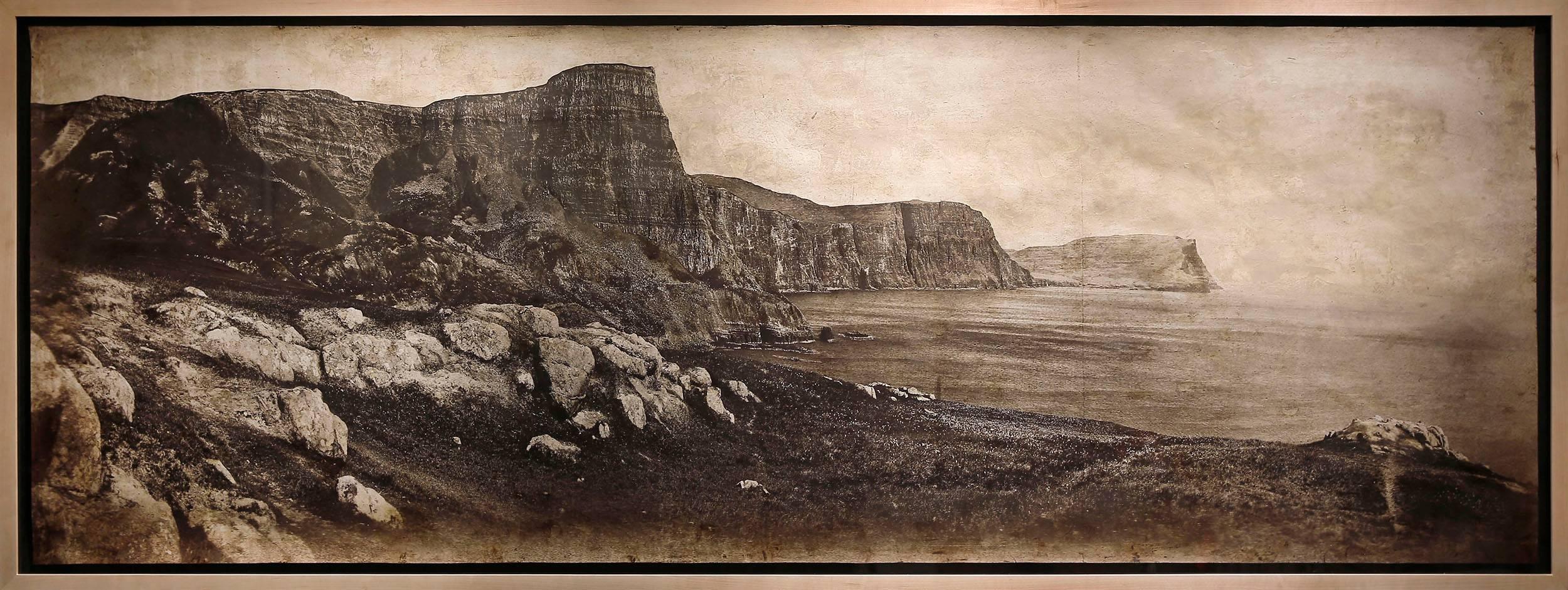 Neist Point: Modern Seascape Photo of Coastline in Scotland, Sepia Toned - Mixed Media Art by David Seiler