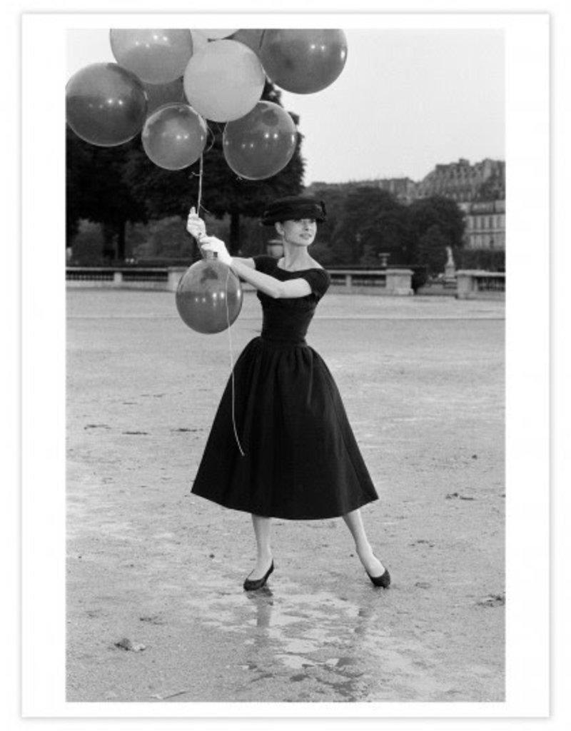 David Seymour Black and White Photograph - Audrey Hepburn Jardins Des Tuileries Paris France 1956