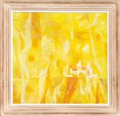 Signed David Shapiro Modernist Yellow Landscape