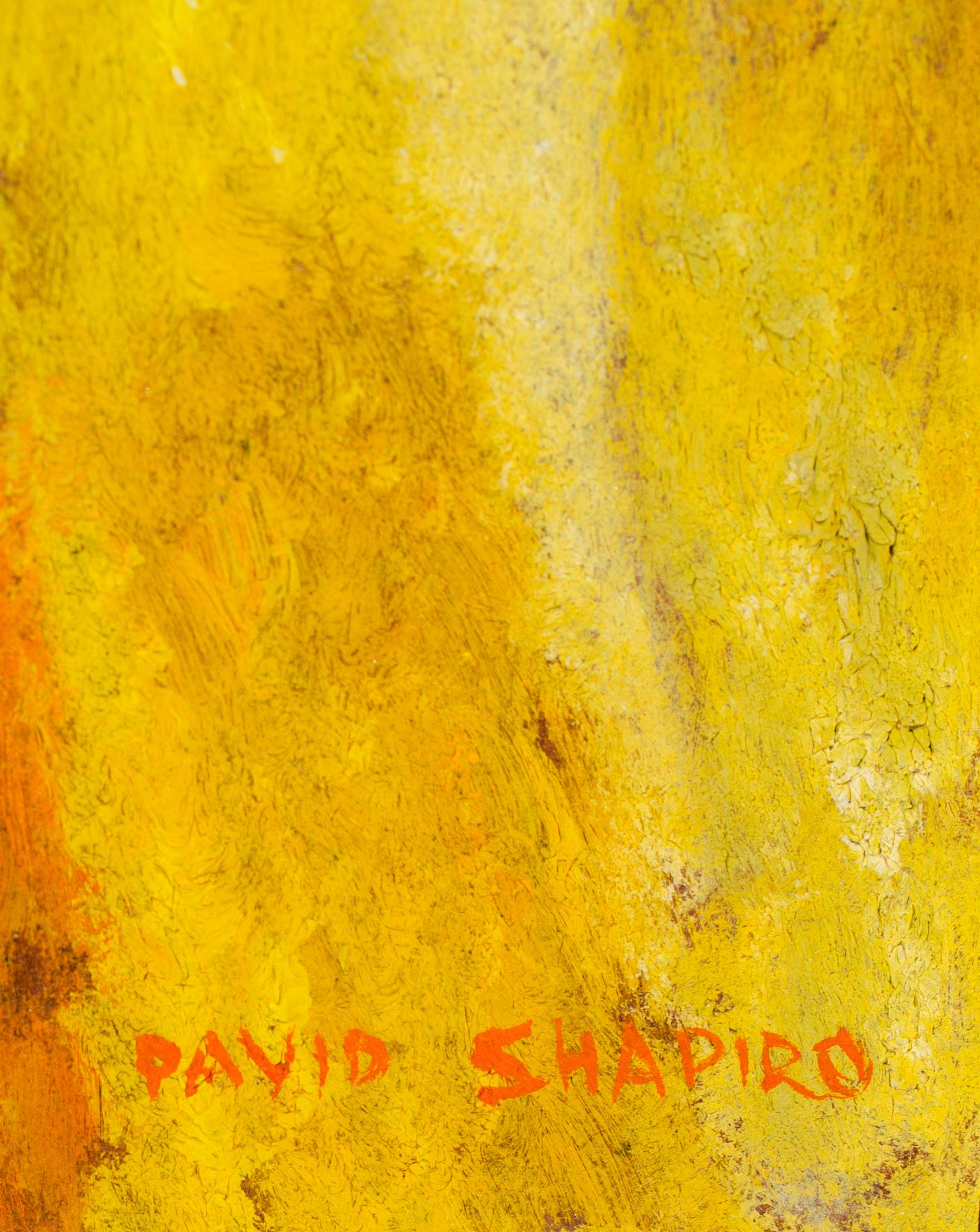 Firmato David Shapiro Paesaggio giallo modernista in vendita 2