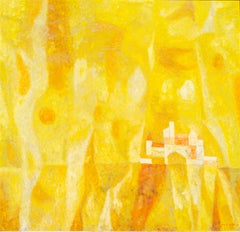 Signed David Shapiro Modernist Yellow Landscape