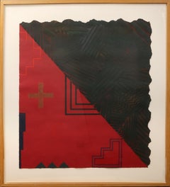 Birnham Wood V, Abstrakter geometrischer Monodruck mit Prägung von David Shapiro