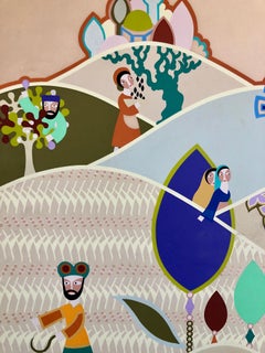 Israeli Modern Tu BiShvat Lithograph Silkscreen David Sharir Holiday Serigraph