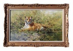 At Rest, Yet Alert - Watchful Tiger, 2001, David Shepherd Original Oil Painting