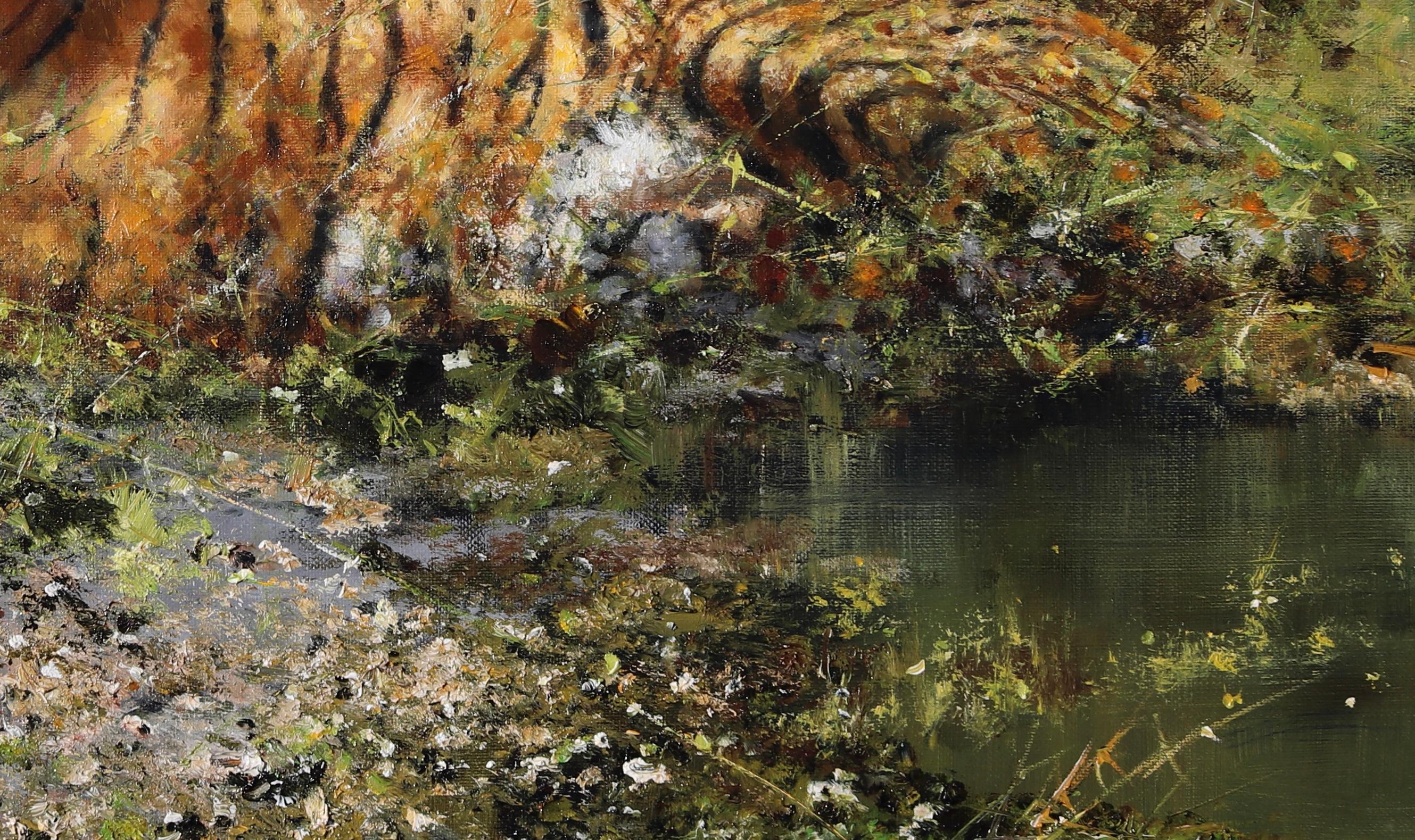 A riposo, ma all'erta - Tigre vigile, 2001, David Shepherd Pittura ad olio originale in vendita 3