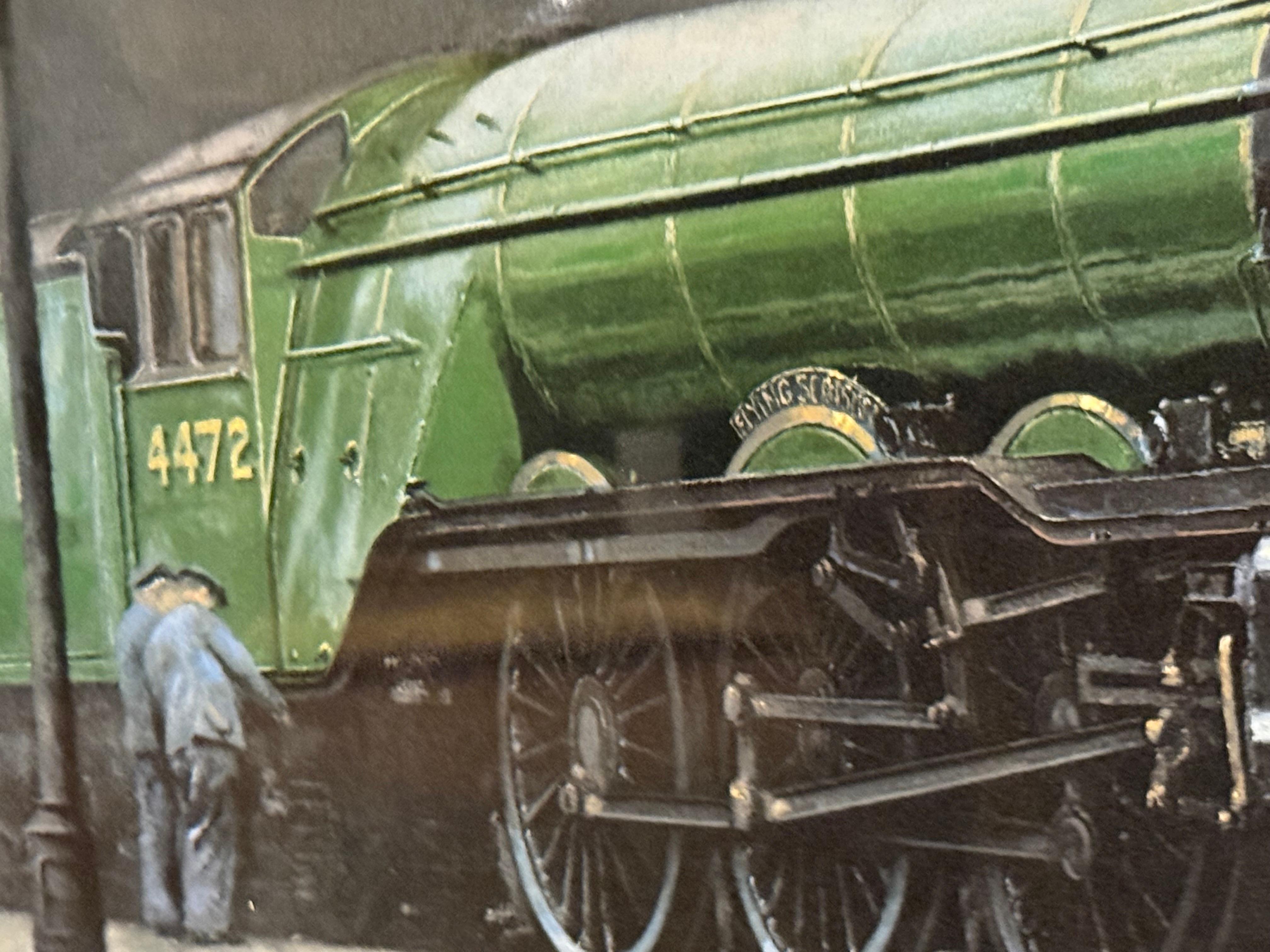 ‘The Flying Scotsman’ is an iconic steam train running from Edinburgh to Kings Cross London. Dubbed ‘The Flying Scotsman’ when exhibited in 1924 the express train route continued for 40 years, ending in 1964. 

In this signed limited edition print