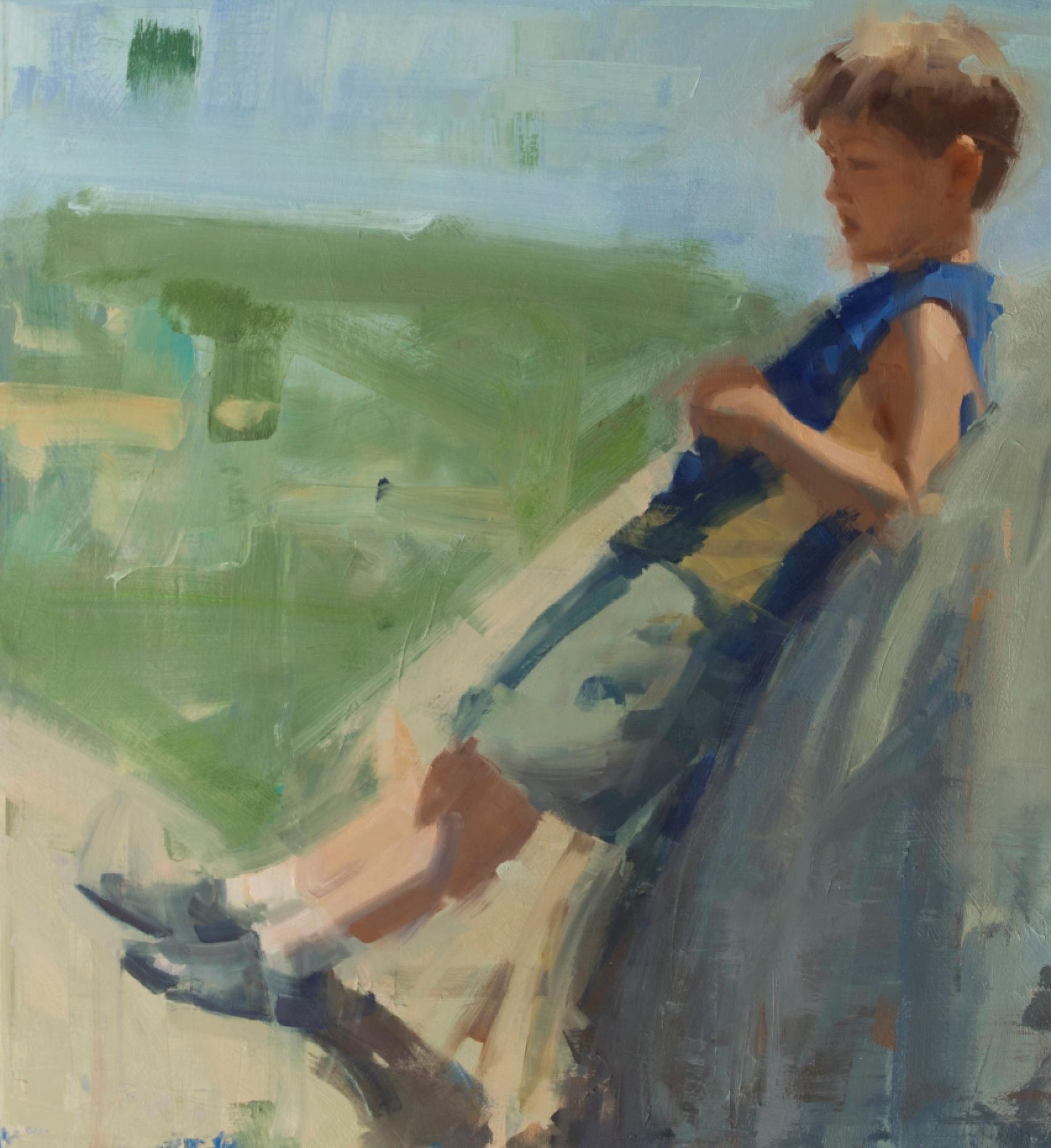 Adams  Huile sur toile  Peinture figurative  Contemporain  Coups de pinceau  Maine - Gris Figurative Painting par David Shevlino
