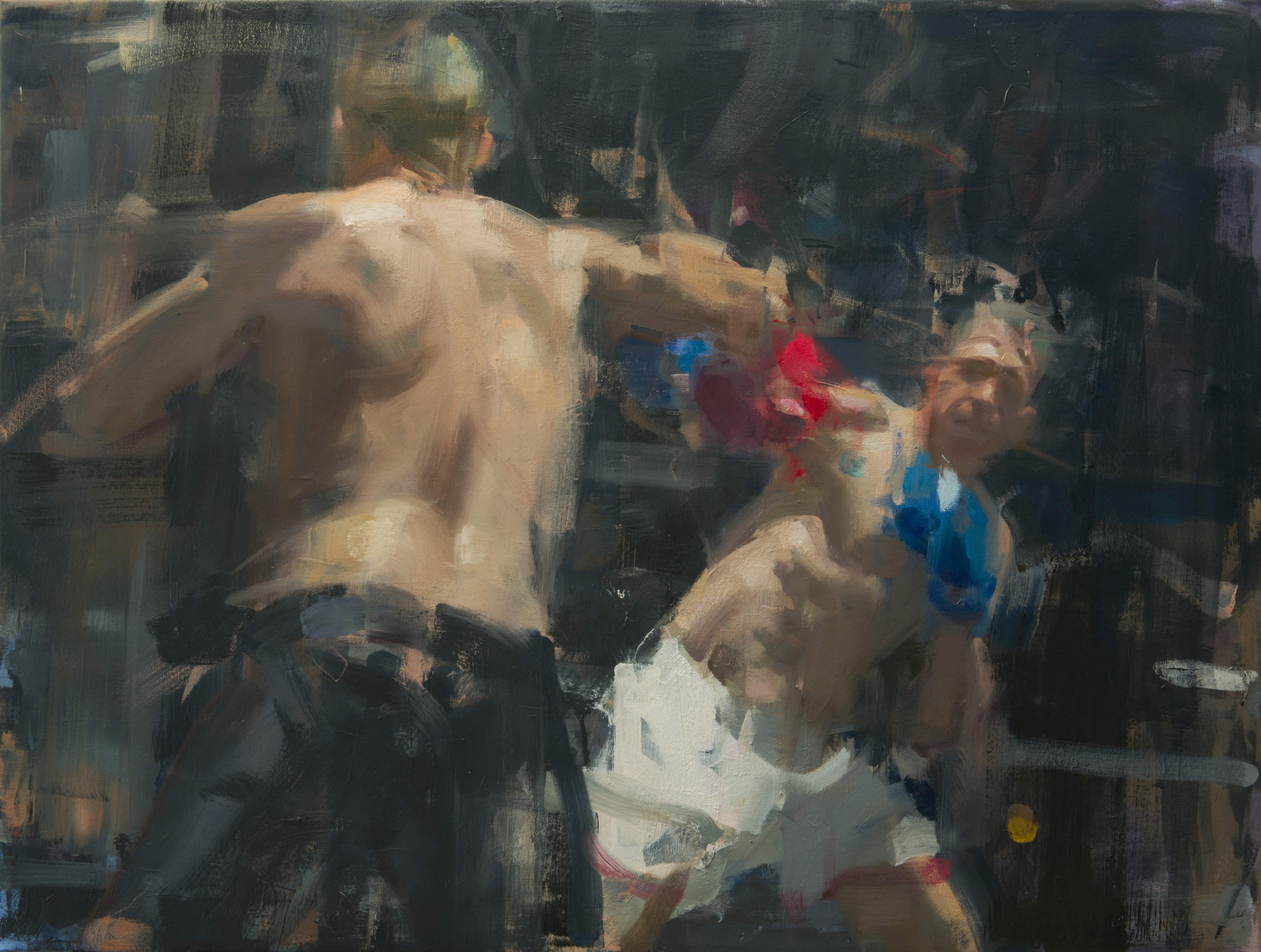 Figurative Painting de David Shevlino - Blanco y Negro(Boxers) 36" x 48"  Figurativo  Contemporáneo  Pinceladas