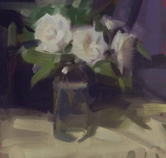 Camelie su pannello 12 x 12" Still-life floreale Impressionismo Fiori in vaso