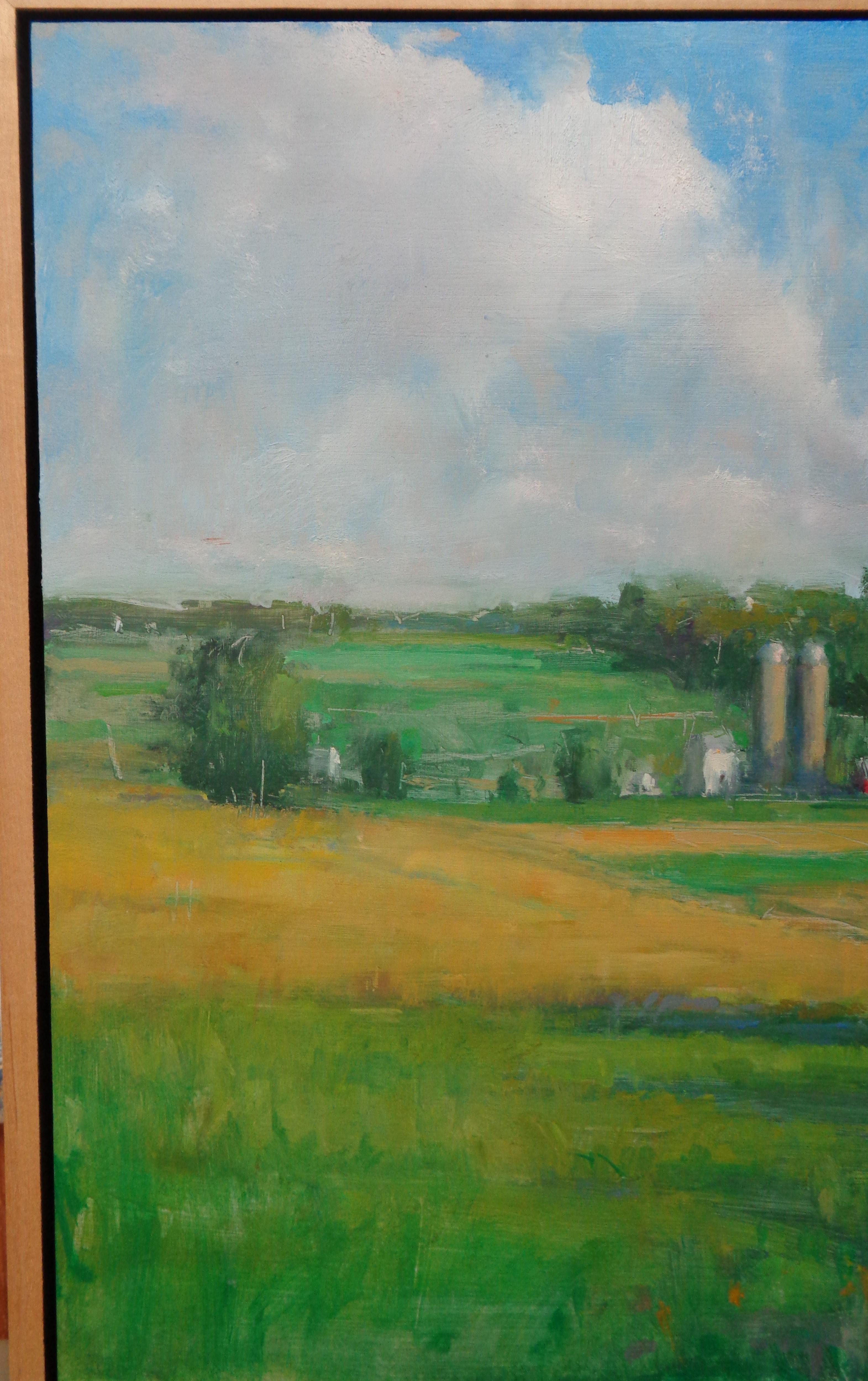 Paesaggio Fattoria Pittura ad olio David Shevlino Due Silos in vendita 1