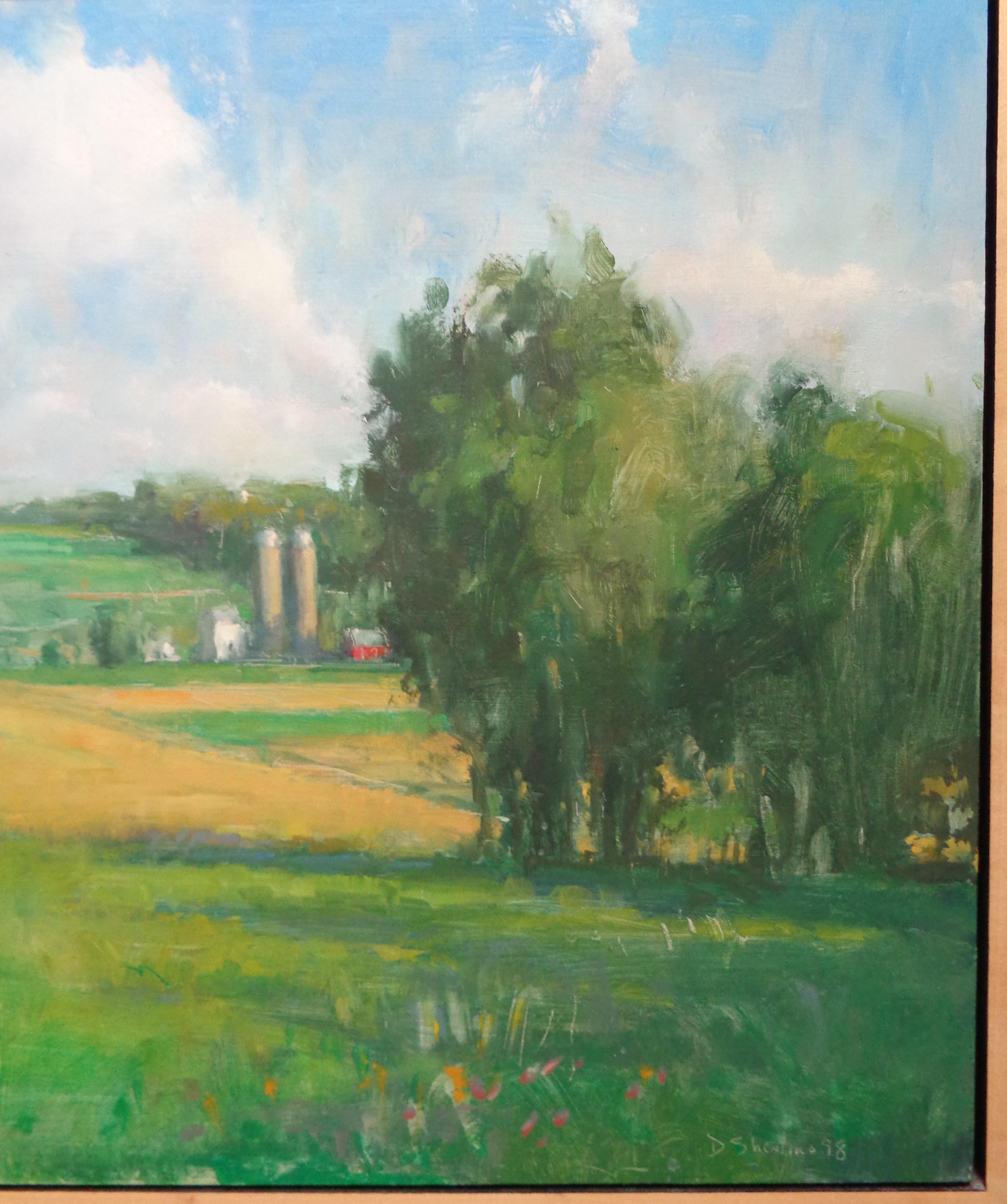 Paesaggio Fattoria Pittura ad olio David Shevlino Due Silos in vendita 2