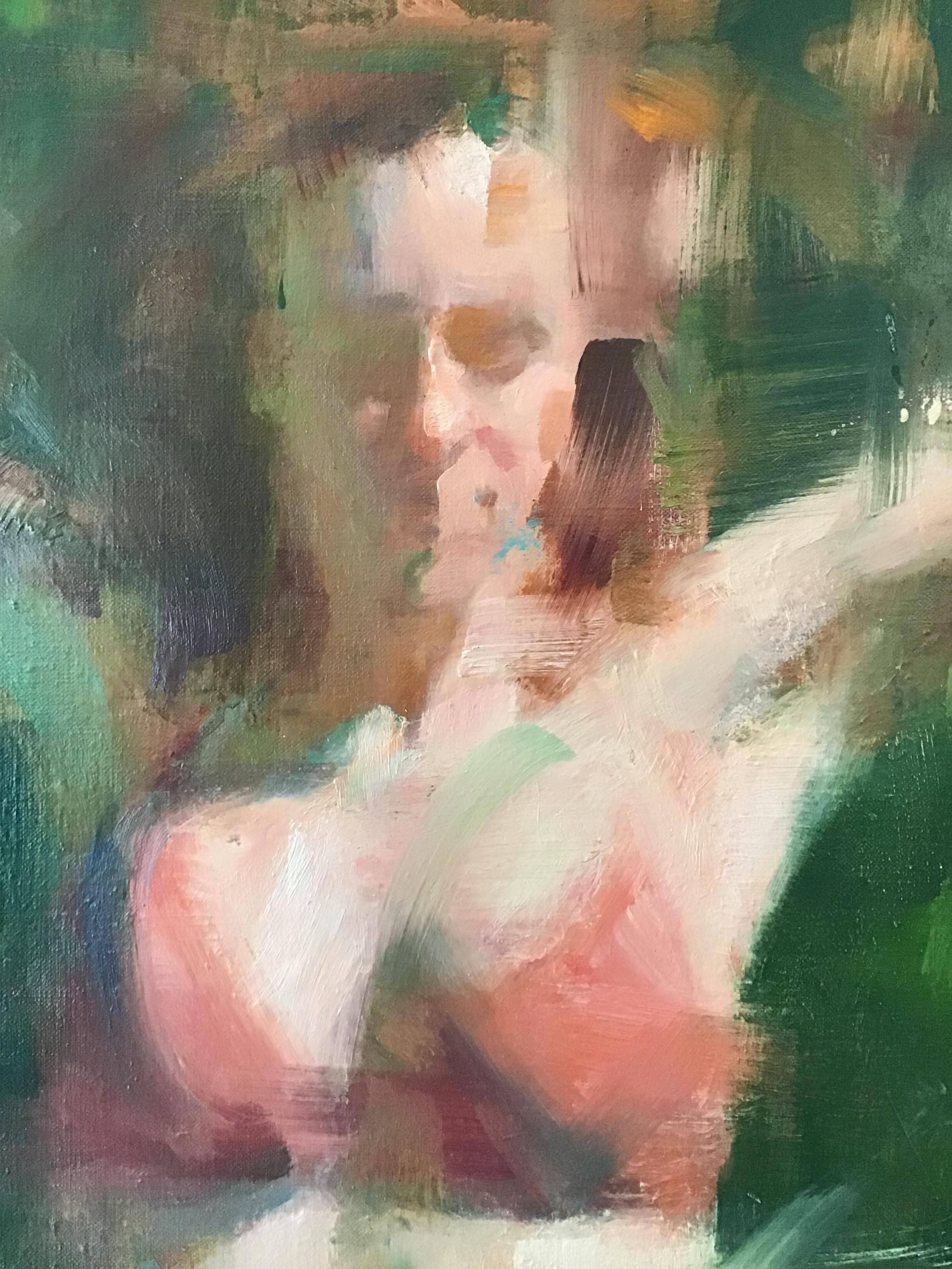 Figura che salta / olio su tela - Painting di David Shevlino
