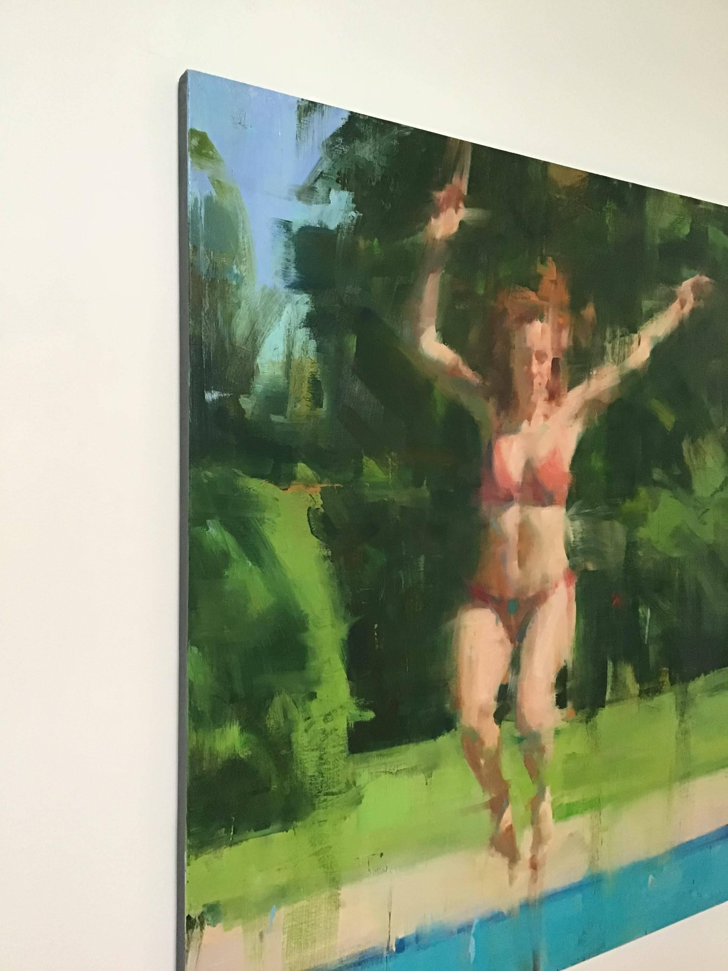 Figura che salta / olio su tela - Painting Contemporaneo di David Shevlino