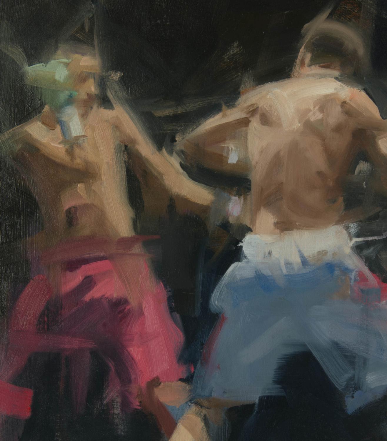 Rojo y blanco (dos boxeadores)  Arte figurativo  Contemporáneo  Movimiento de pinceladas - Painting de David Shevlino