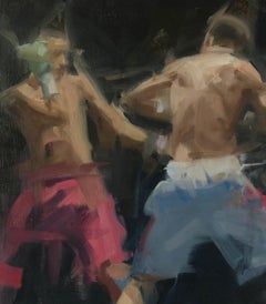 Rojo y blanco (dos boxeadores) Arte figurativo Contemporáneo Movimiento de pinceladas
