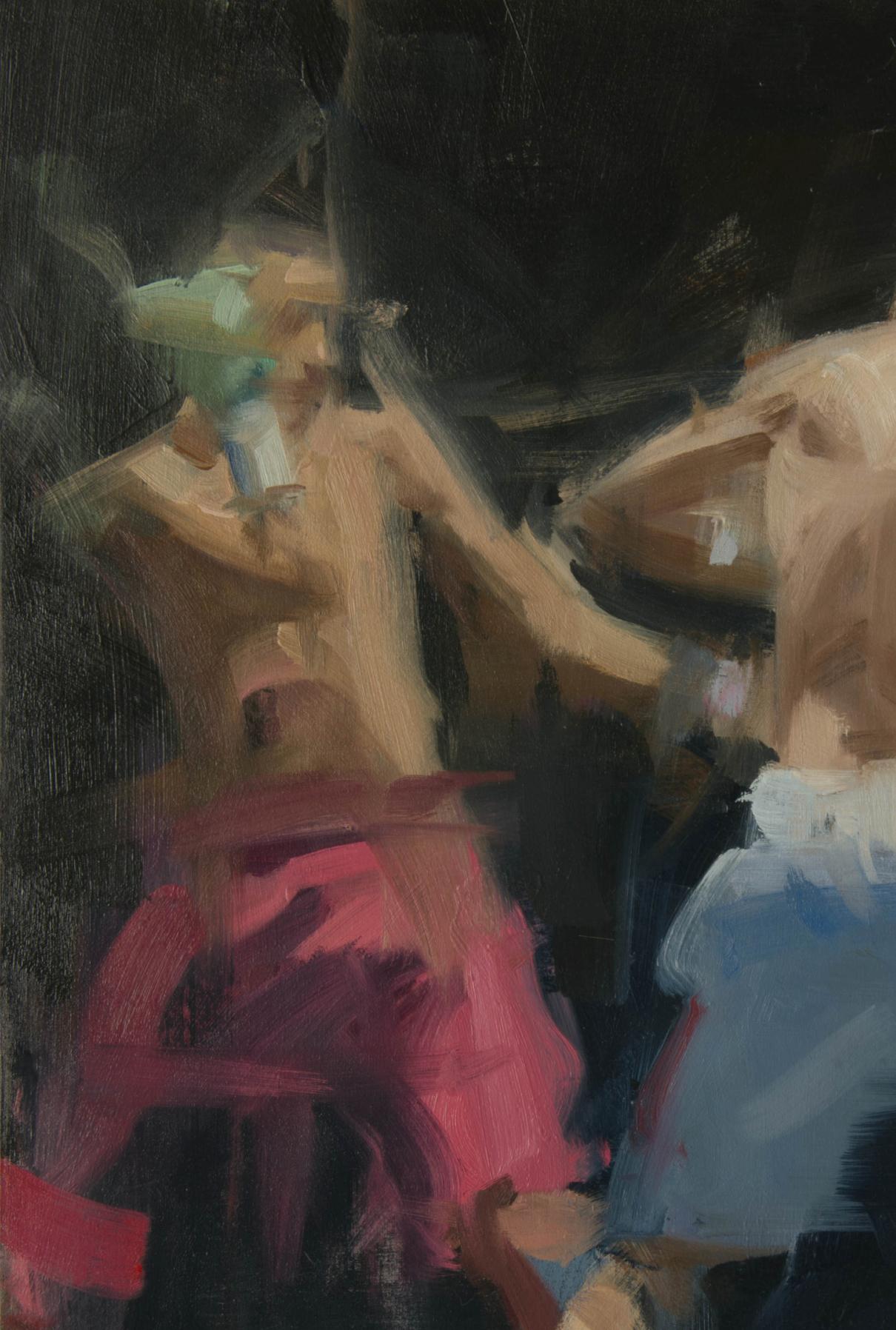 Rojo y blanco (dos boxeadores)  Arte figurativo  Contemporáneo  Movimiento de pinceladas en venta 1