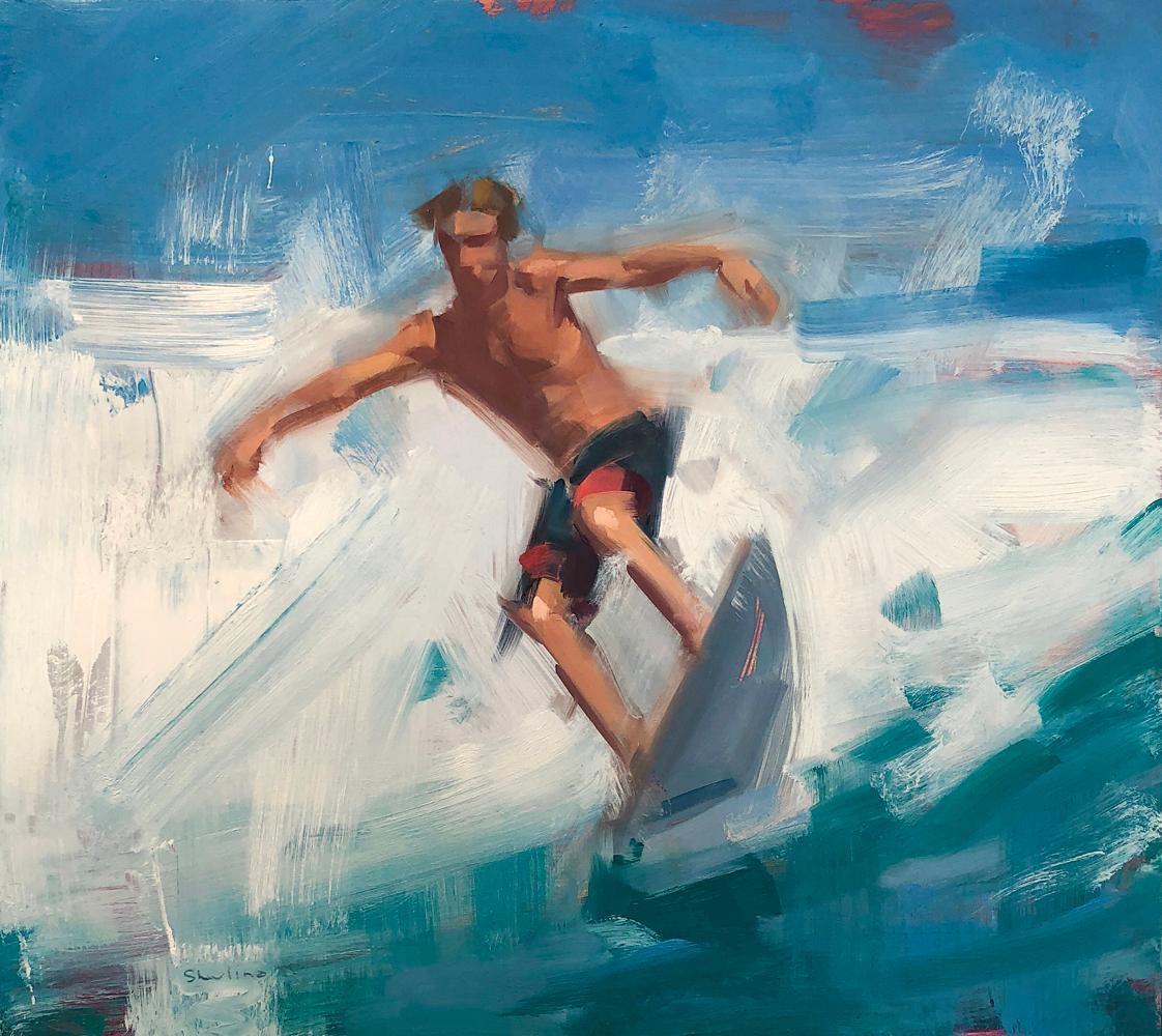 David Shevlino Figurative Painting - Surfing