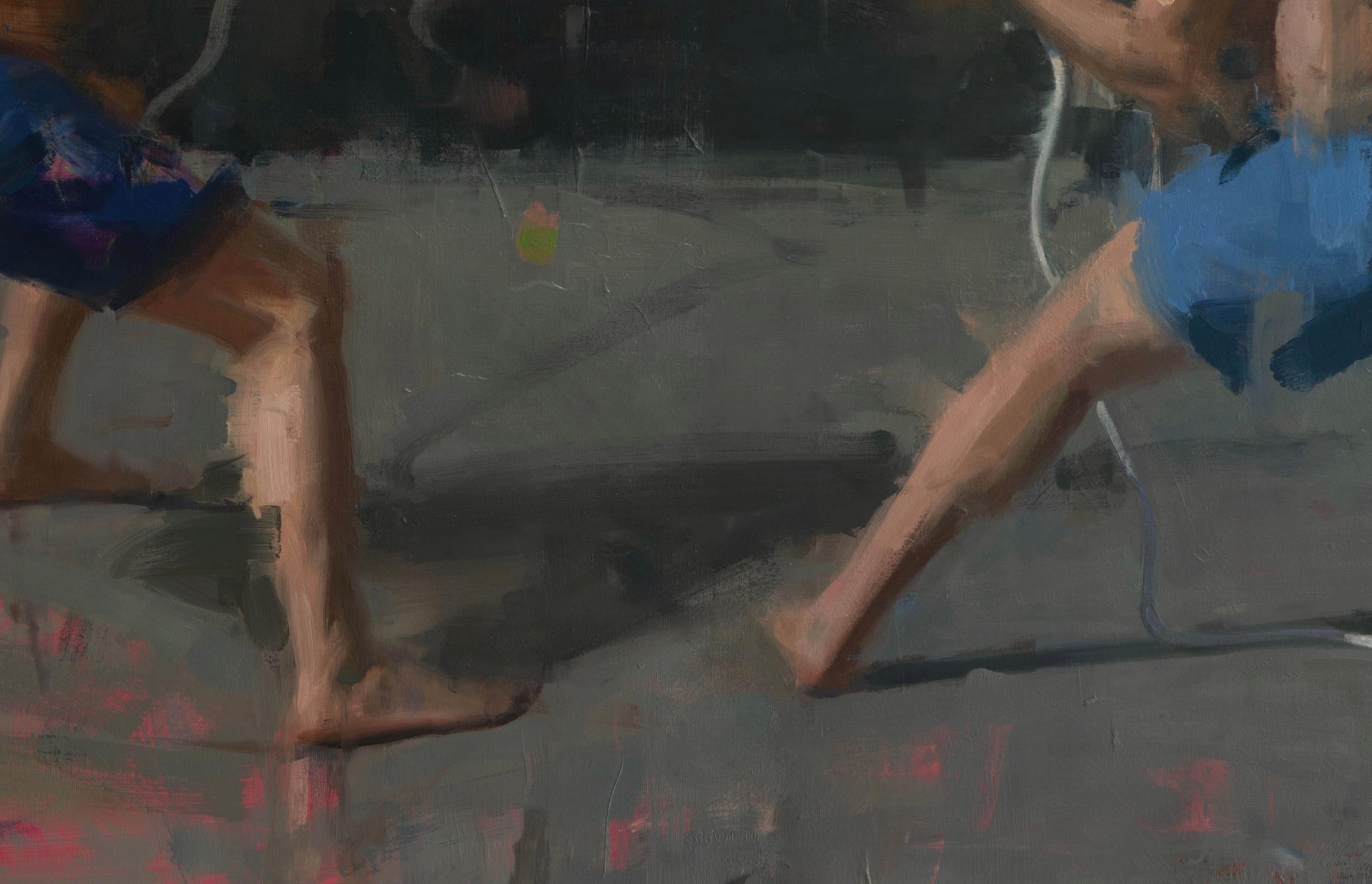 Tug of War - Noir Nude Painting par David Shevlino